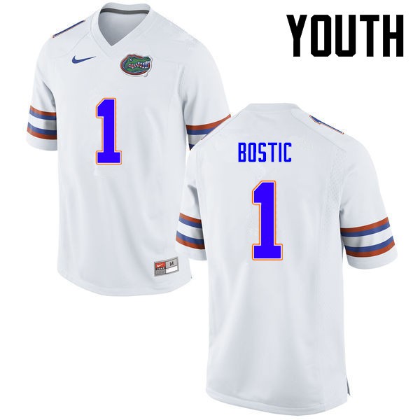 Florida Gators Youth #1 Jonathan Bostic College Football White